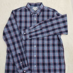 Old Navy Men's Blue/Red checkers Shirt. 100% cotton. Long sleeve.